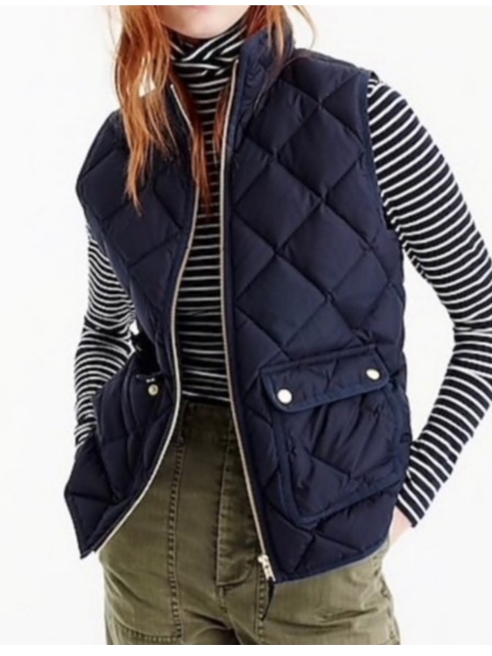 J.Crew quilted puffer vest, size S, Navy